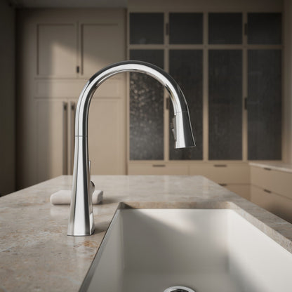 KOHLER K-22068 Graze Touchless pull-down kitchen sink faucet with three-function sprayhead