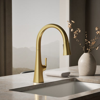 KOHLER K-22068 Graze Touchless pull-down kitchen sink faucet with three-function sprayhead