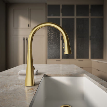 KOHLER K-22068 Graze Touchless pull-down kitchen sink faucet with three-function sprayhead