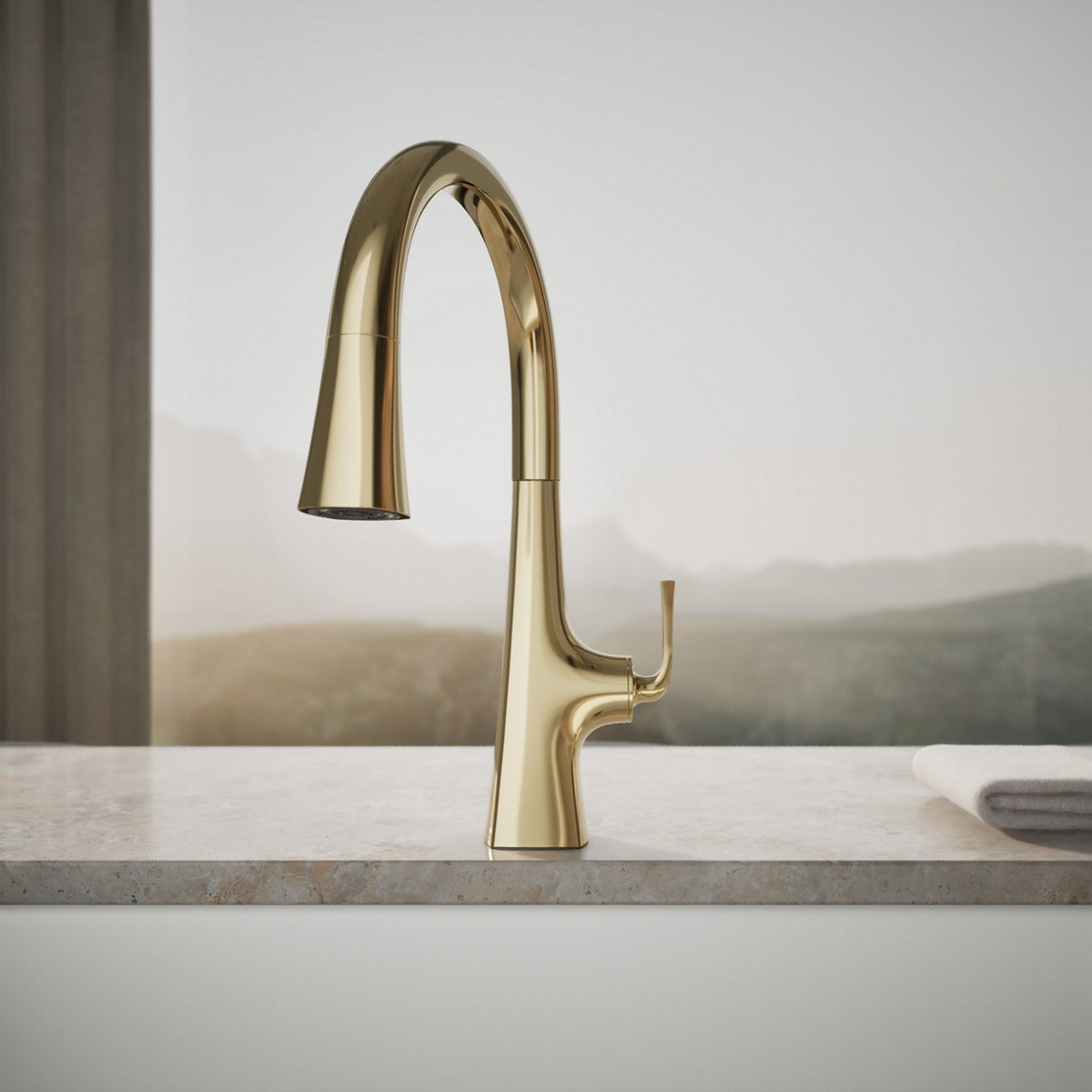 KOHLER K-22068 Graze Touchless pull-down kitchen sink faucet with three-function sprayhead
