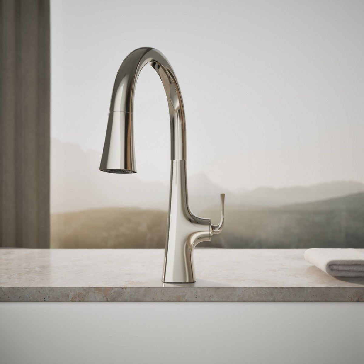 KOHLER K-22068 Graze Touchless pull-down kitchen sink faucet with three-function sprayhead