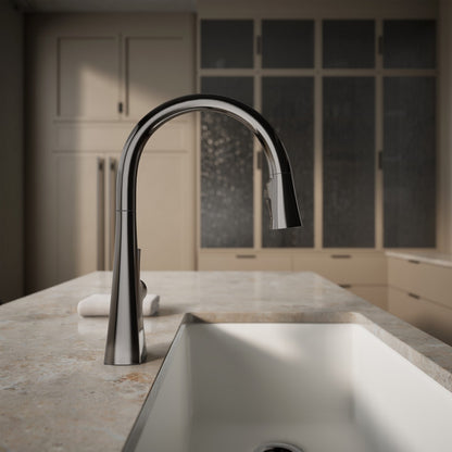 KOHLER K-22068 Graze Touchless pull-down kitchen sink faucet with three-function sprayhead