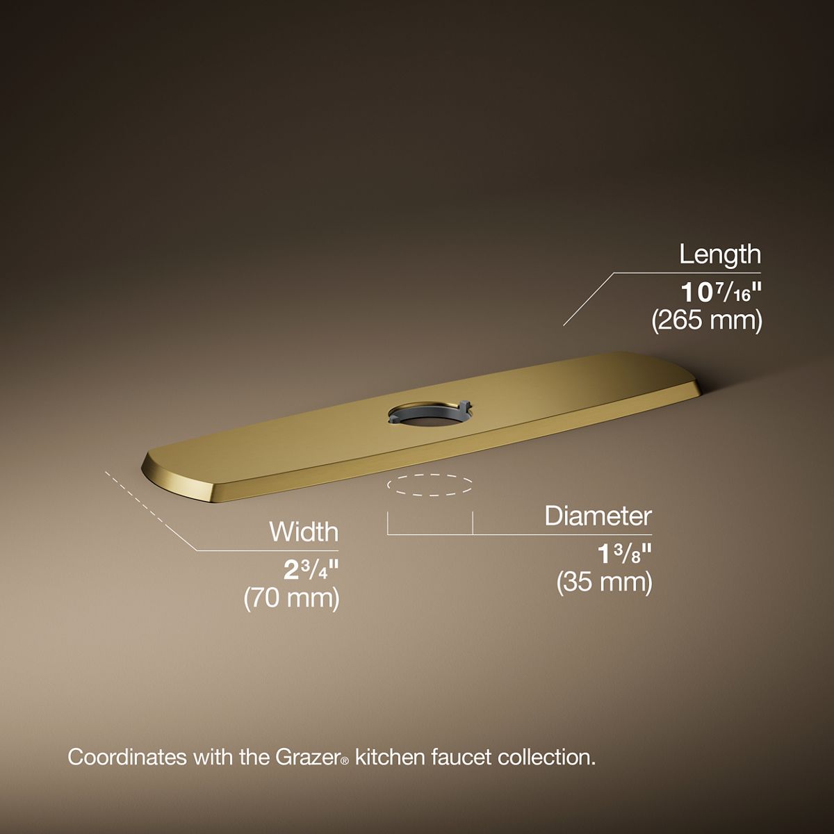 3/4 view of product with dimensions