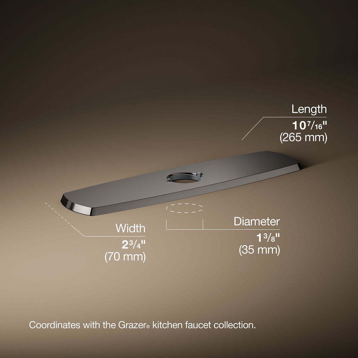 3/4 view of product with dimensions