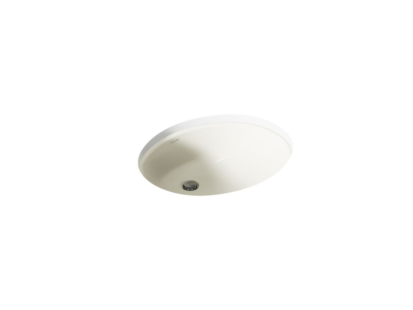 KOHLER K-2210-G Caxton 19-1/4" oval undermount bathroom sink with glazed underside, no overflow