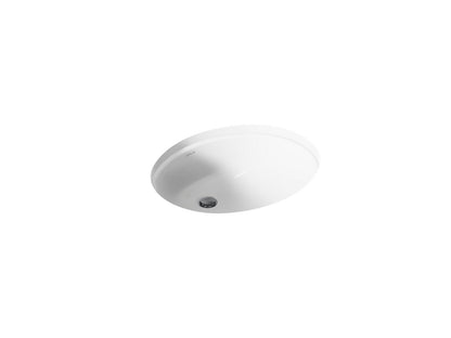 KOHLER K-2210-G Caxton 19-1/4" oval undermount bathroom sink with glazed underside, no overflow