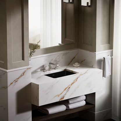 KOHLER K-2214-G Ladena 21" rectangular undermount bathroom sink with glazed underside, no overflow