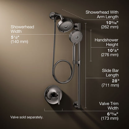 3/4 view of product with dimensions