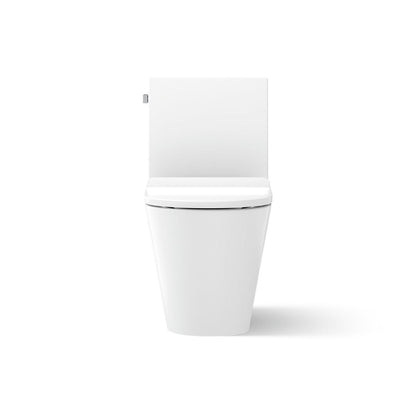 KOHLER K-22378-TBH Brazn One-piece Compact Elongated Toilet with Skirted Trapway, Dual-flush, White - front view of product