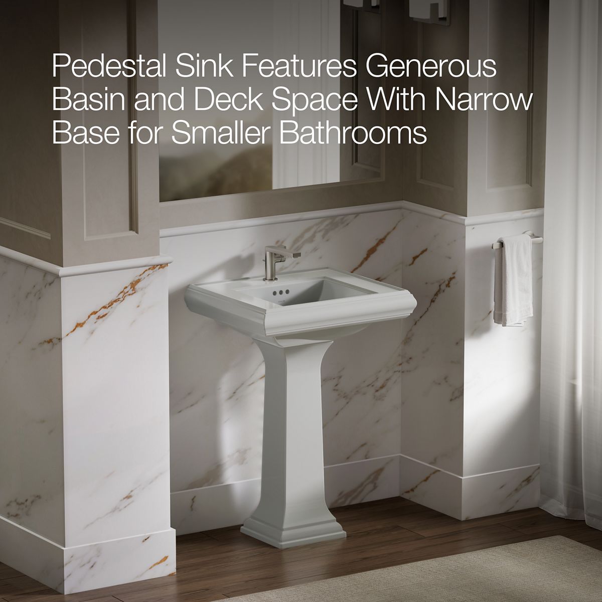 KOHLER 2238-1 Memoirs Classic 24" pedestal bathroom sink with single faucet hole