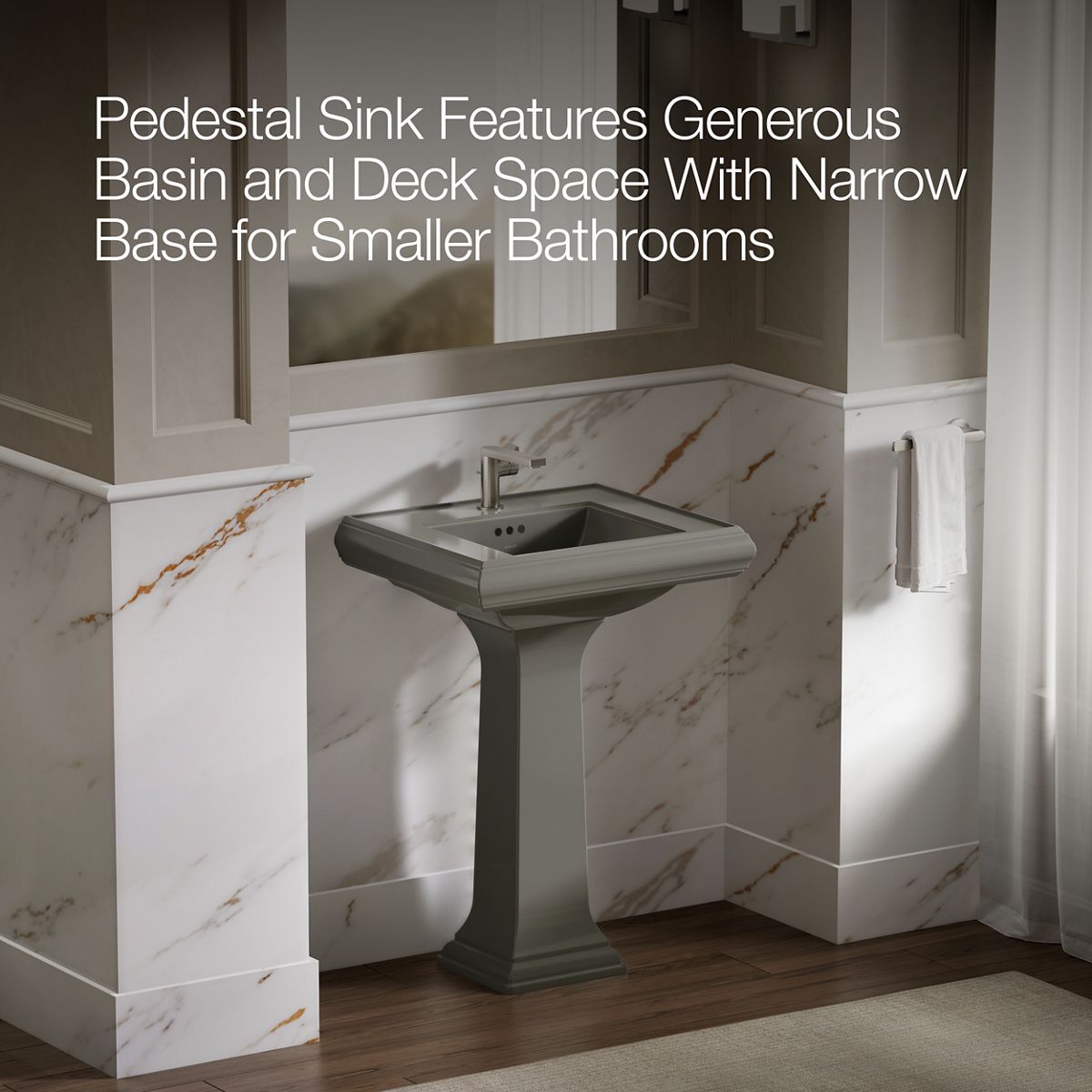 KOHLER 2238-1 Memoirs Classic 24" pedestal bathroom sink with single faucet hole
