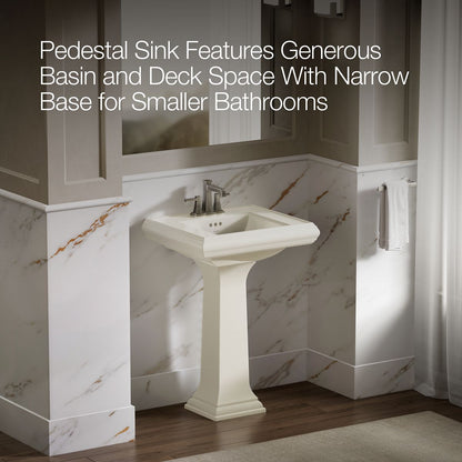 KOHLER 2238-4 Memoirs Classic 24" pedestal bathroom sink with 4" centerset faucet holes