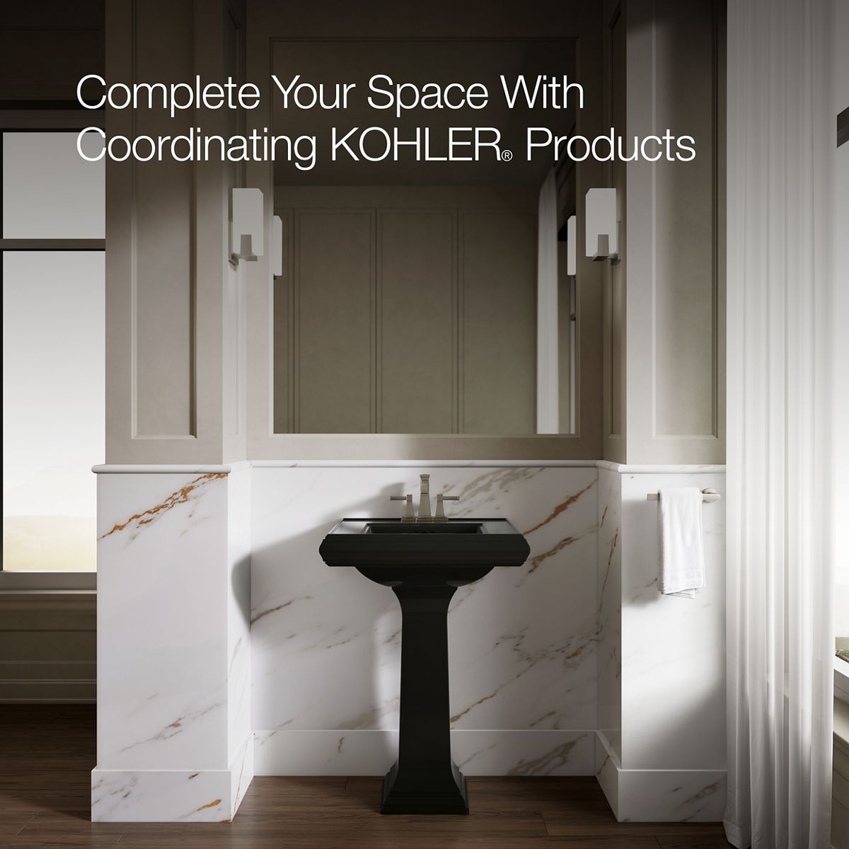 KOHLER 2238-4 Memoirs Classic 24" pedestal bathroom sink with 4" centerset faucet holes