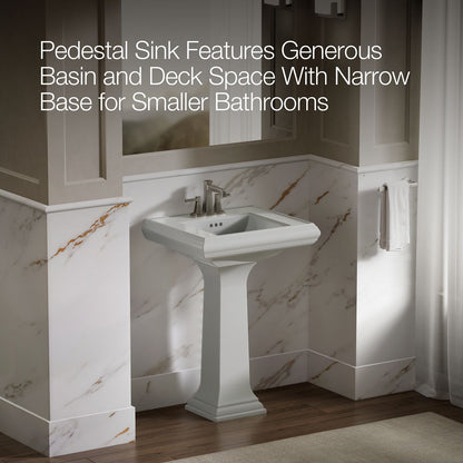 KOHLER 2238-4 Memoirs Classic 24" pedestal bathroom sink with 4" centerset faucet holes