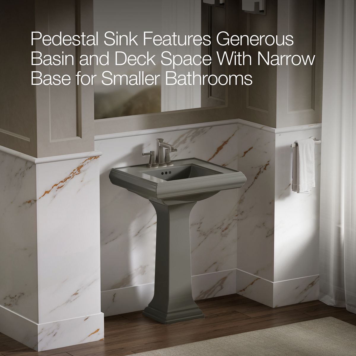 KOHLER 2238-4 Memoirs Classic 24" pedestal bathroom sink with 4" centerset faucet holes