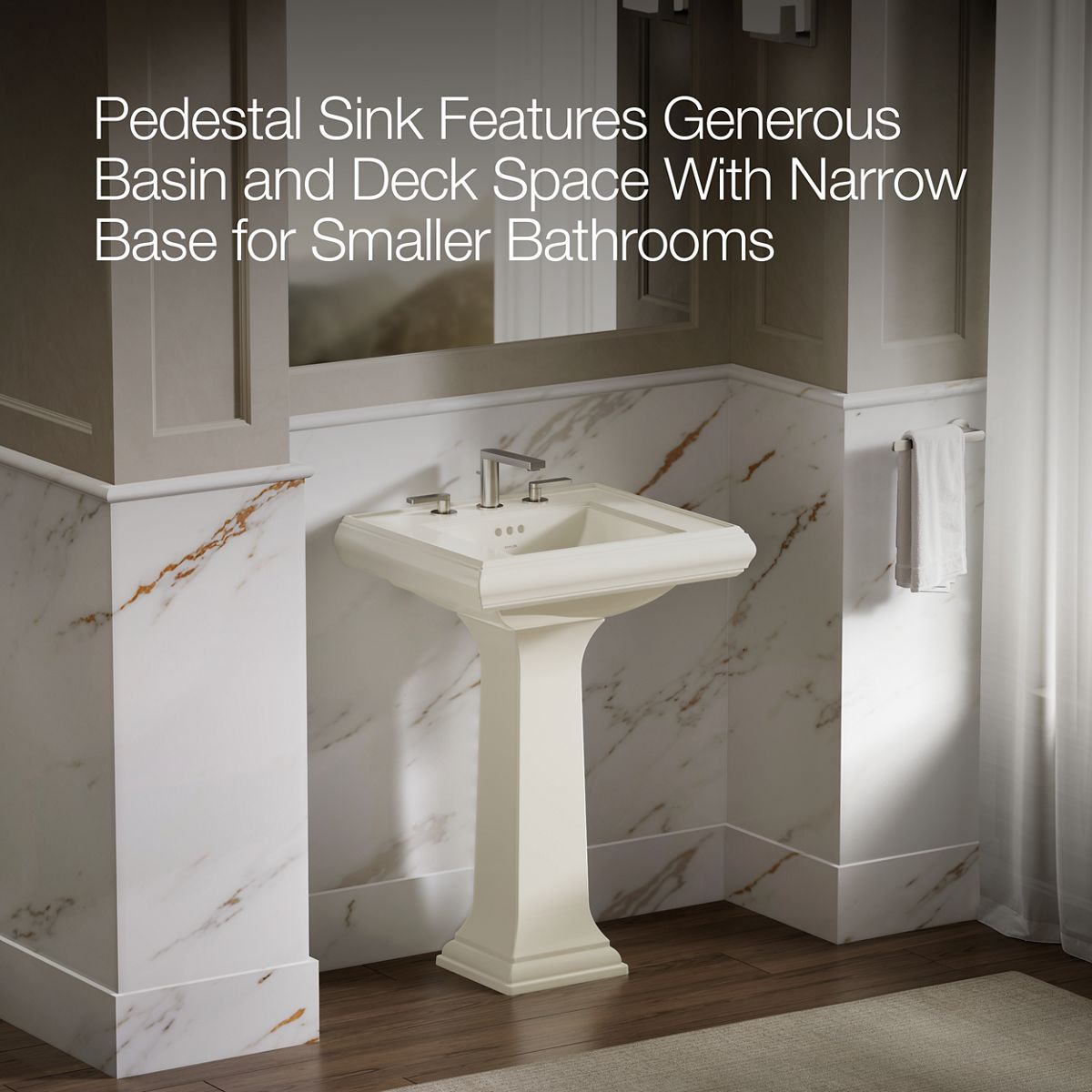 KOHLER 2238-8 Memoirs Classic 24" pedestal bathroom sink with 8" widespread faucet holes