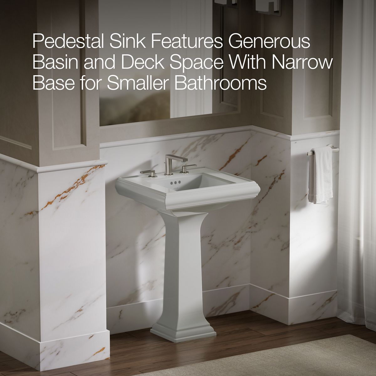 KOHLER 2238-8 Memoirs Classic 24" pedestal bathroom sink with 8" widespread faucet holes