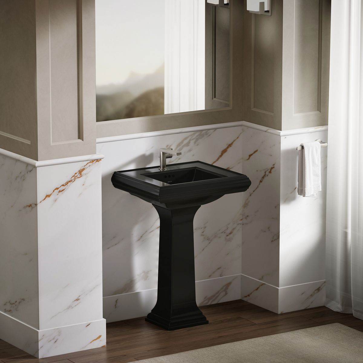KOHLER Memoirs Pedestal/console table bathroom sink basin with single faucet-hole drilling