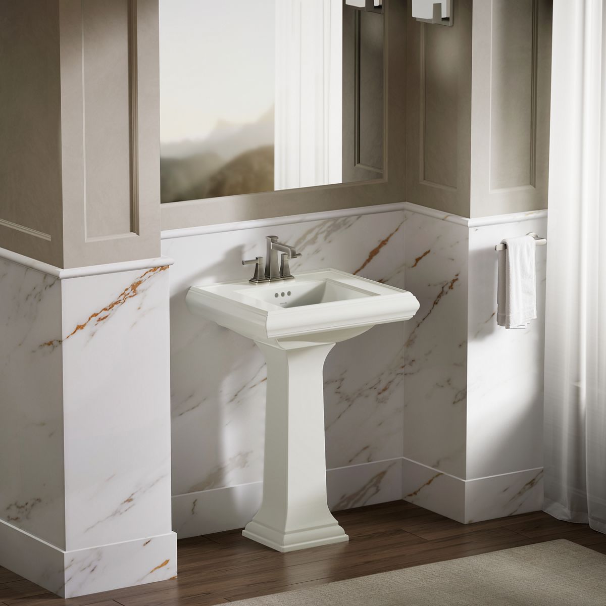 KOHLER Memoirs Pedestal/console table bathroom sink basin with 4" centerset faucet holes