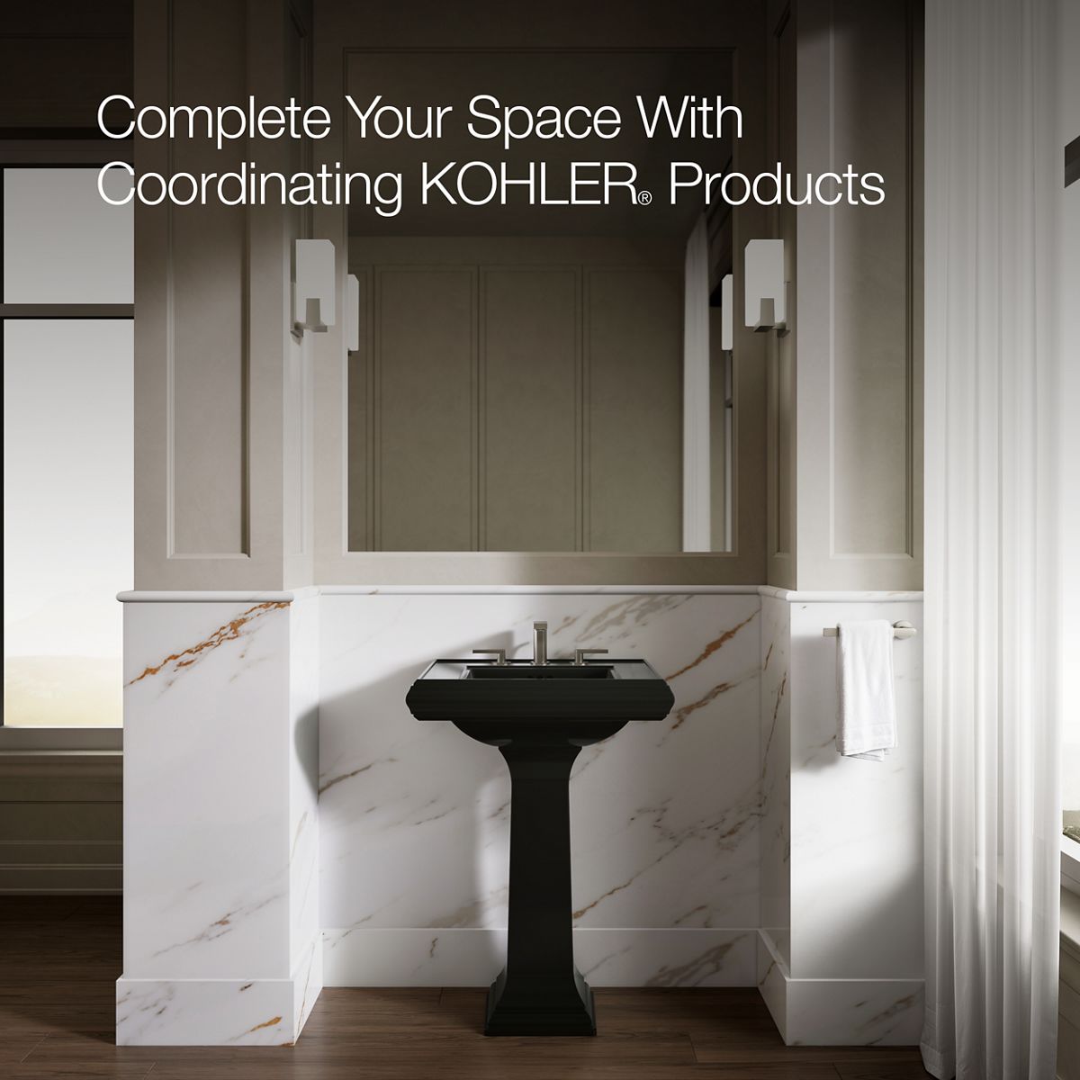 KOHLER Memoirs Pedestal/console table bathroom sink basin with 8" widespread faucet holes