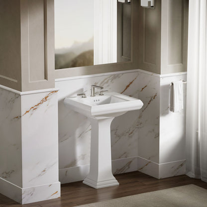 KOHLER Memoirs Pedestal/console table bathroom sink basin with 8" widespread faucet holes