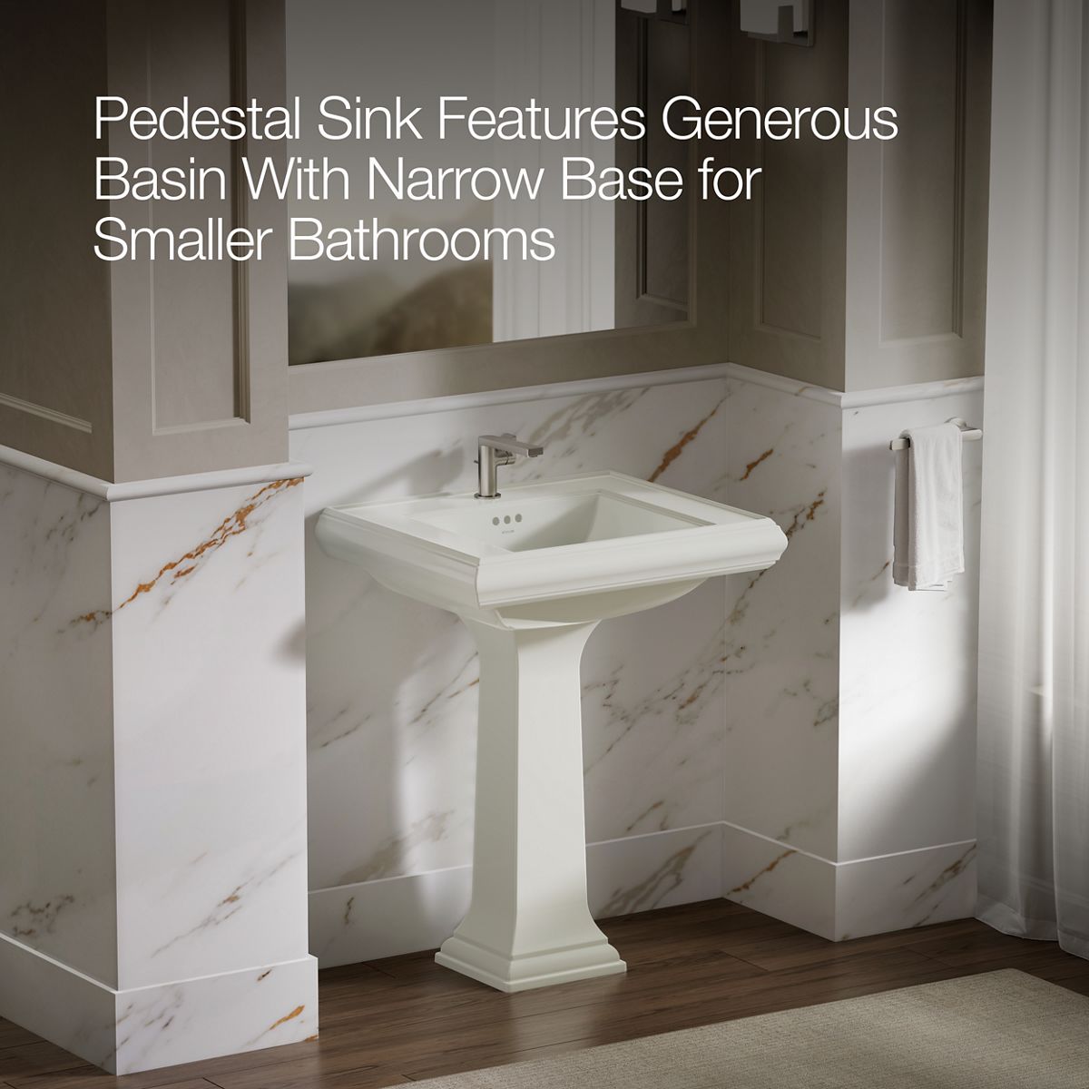 KOHLER 2258-1 Memoirs Classic 27" pedestal bathroom sink with single faucet hole