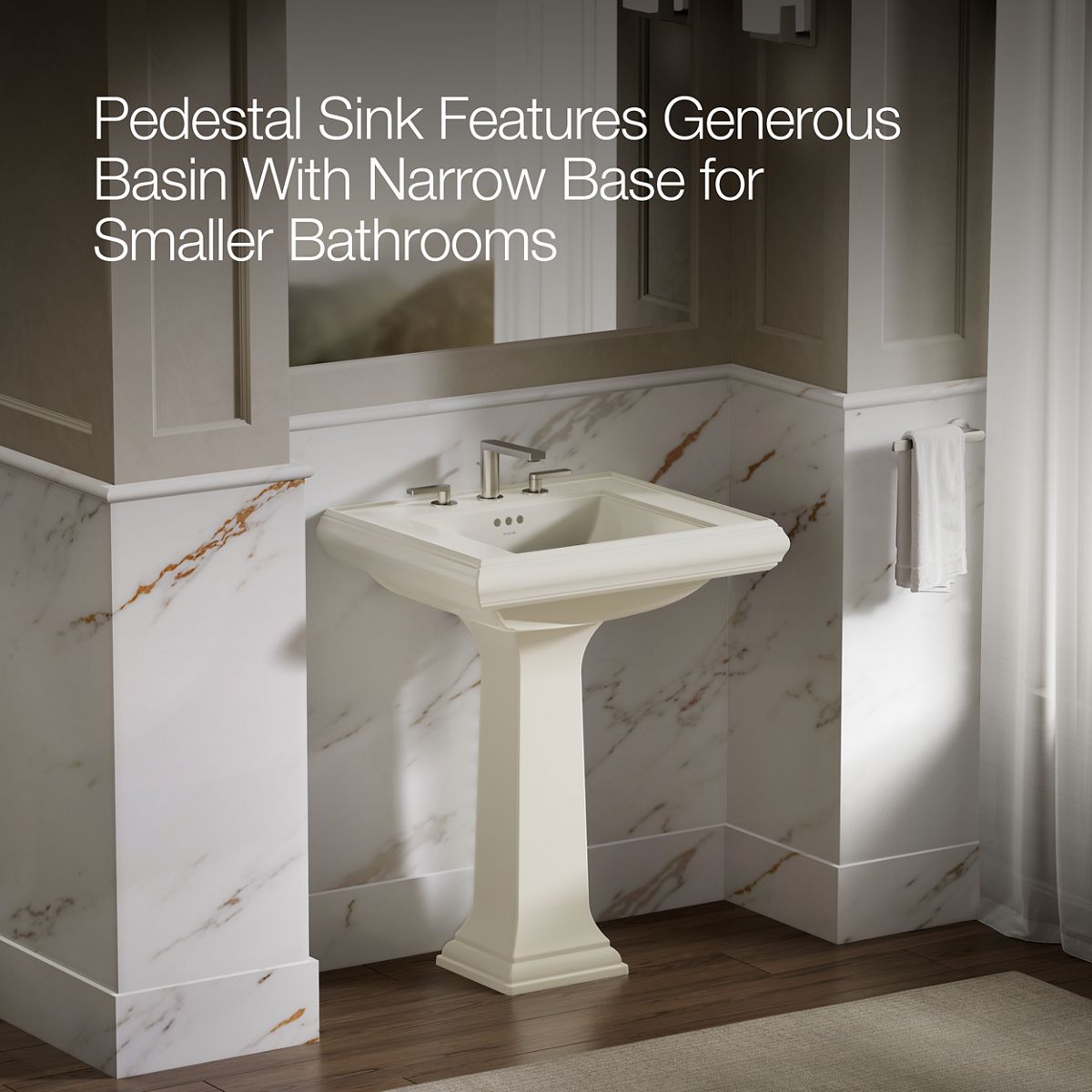 KOHLER 2258-8 Memoirs Classic 27" pedestal bathroom sink with 8" widespread faucet holes