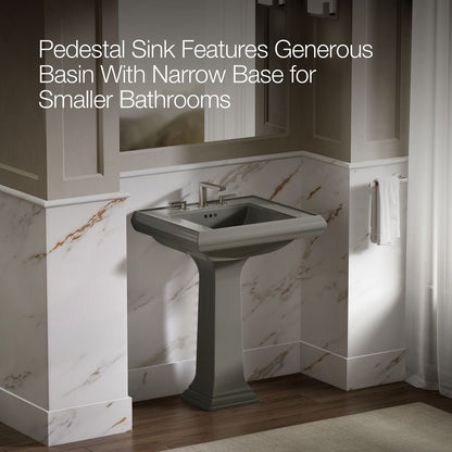 KOHLER 2258-8 Memoirs Classic 27" pedestal bathroom sink with 8" widespread faucet holes