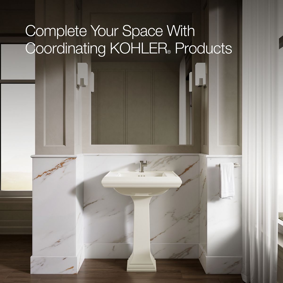 KOHLER Memoirs Pedestal/console table bathroom sink basin with single faucet-hole drilling