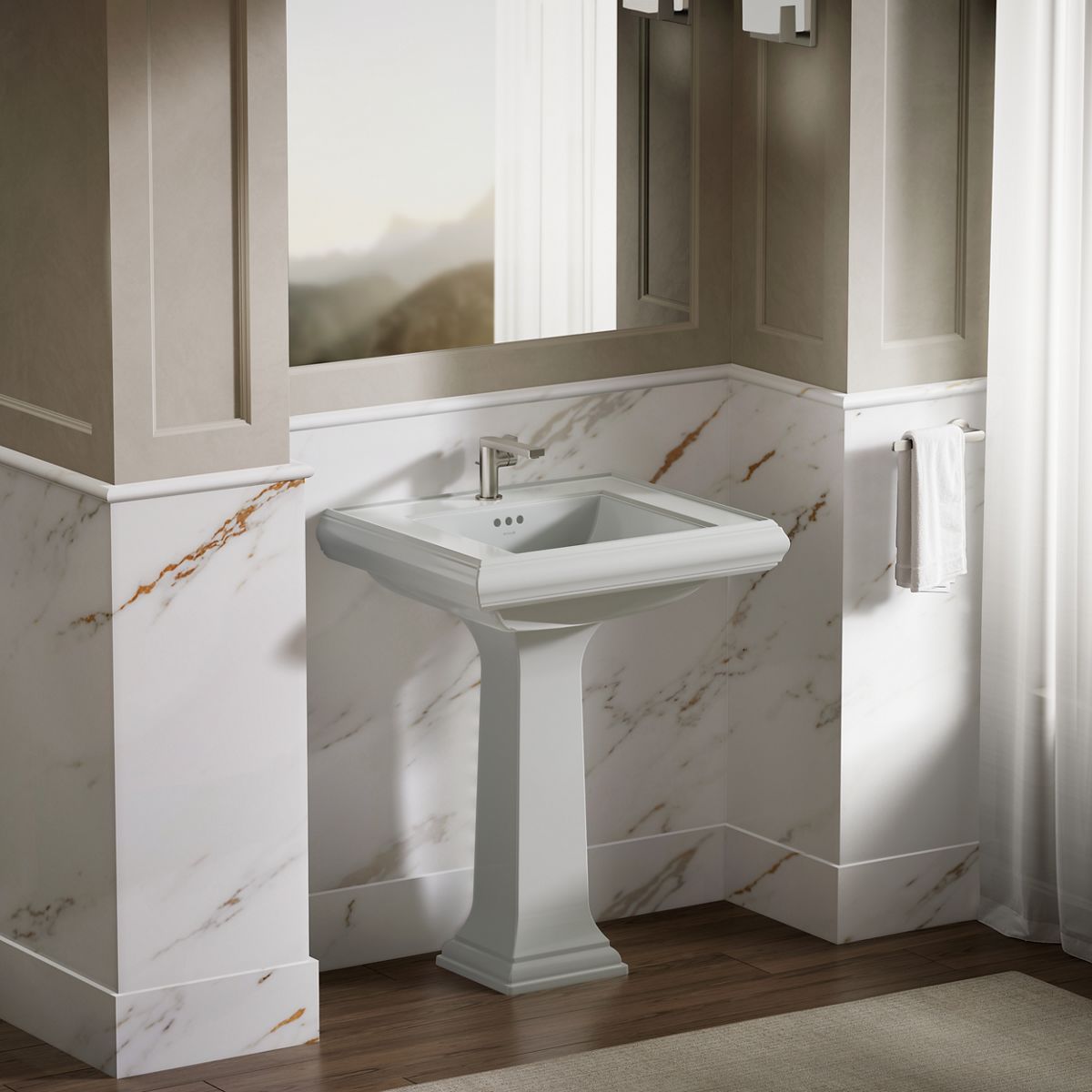 KOHLER Memoirs Pedestal/console table bathroom sink basin with single faucet-hole drilling