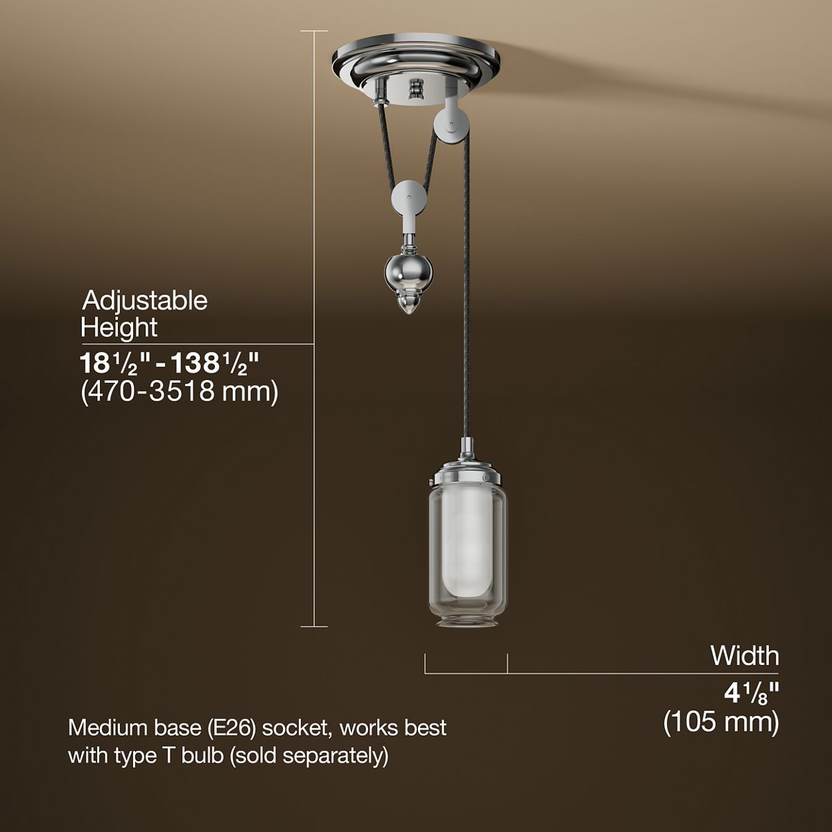 3/4 view of product with dimensions