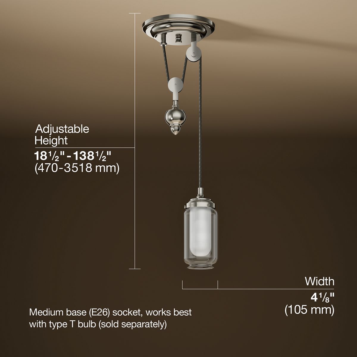 3/4 view of product with dimensions