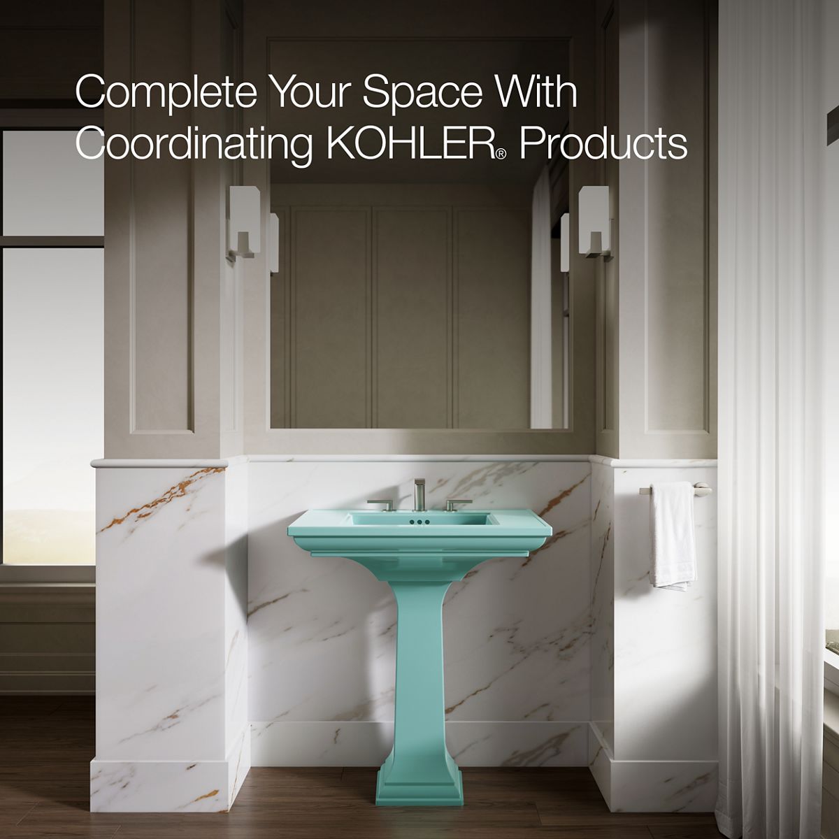 KOHLER K-2268-8 Memoirs Stately 30-3/4" rectangular pedestal bathroom sink