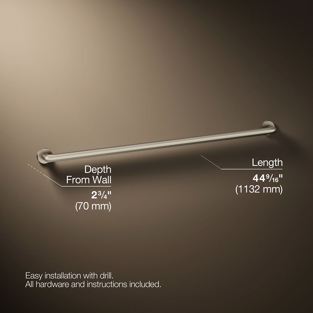 3/4 view of product with dimensions