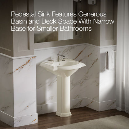 KOHLER 2286-8 Devonshire 24" pedestal bathroom sink with 8" widespread faucet holes