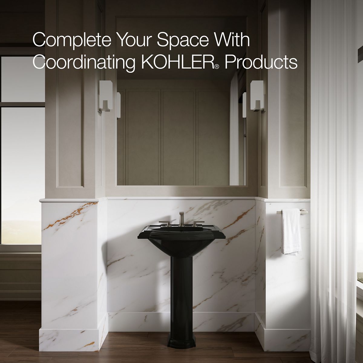 KOHLER 2286-8 Devonshire 24" pedestal bathroom sink with 8" widespread faucet holes