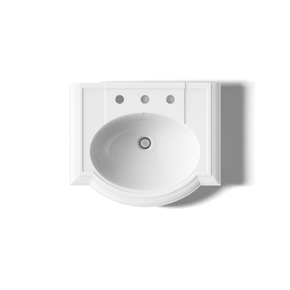 KOHLER 2286-8 Devonshire 24" pedestal bathroom sink with 8" widespread faucet holes