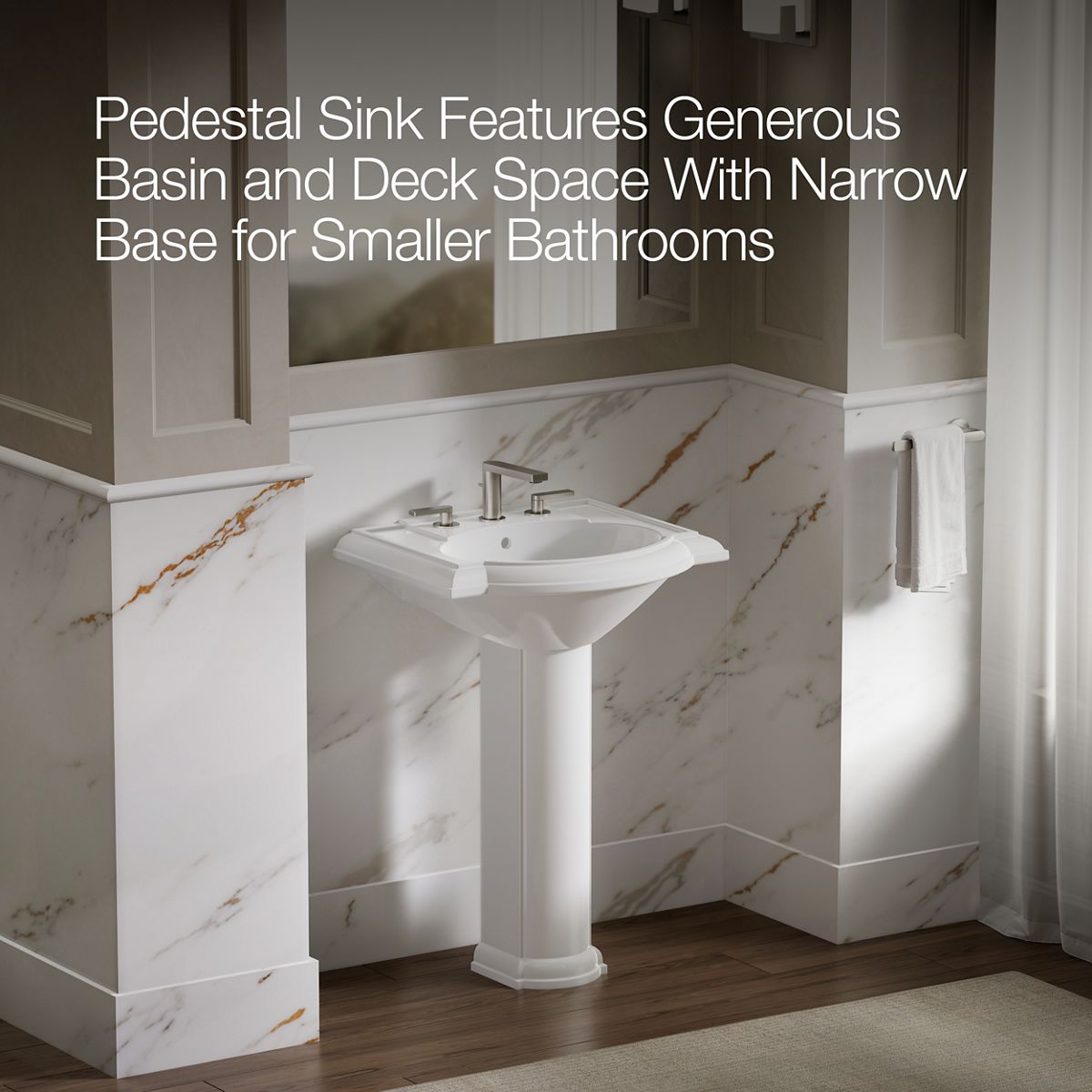 KOHLER 2286-8 Devonshire 24" pedestal bathroom sink with 8" widespread faucet holes