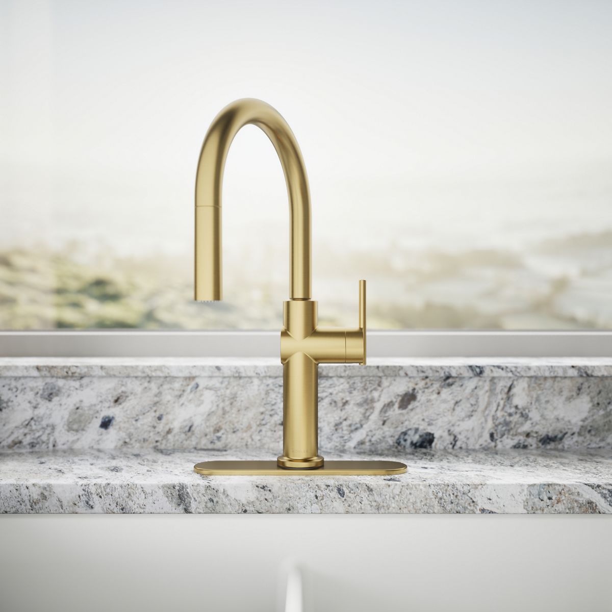 KOHLER K-22972 Crue Pull-down kitchen sink faucet with three-function sprayhead