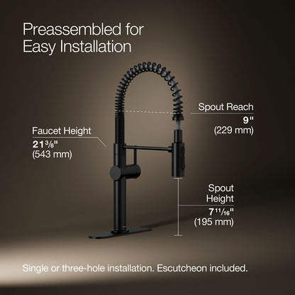KOHLER K-22973 Crue Semi-professional kitchen sink faucet with three-function sprayhead