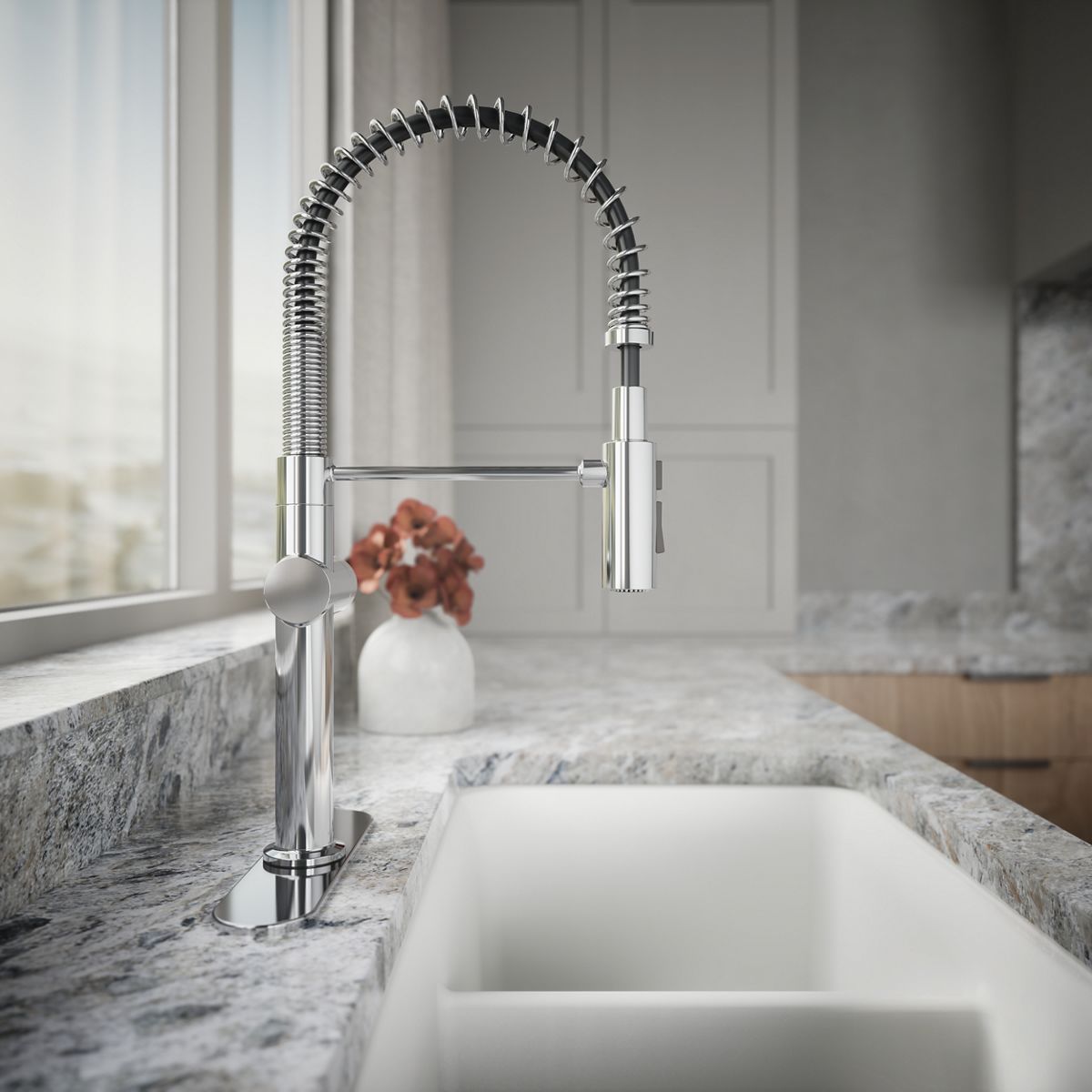 KOHLER K-22973 Crue Semi-professional kitchen sink faucet with three-function sprayhead