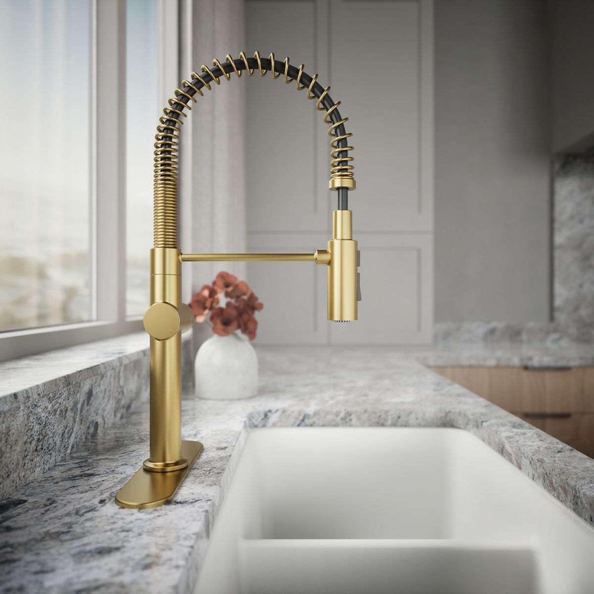 KOHLER K-22973 Crue Semi-professional kitchen sink faucet with three-function sprayhead