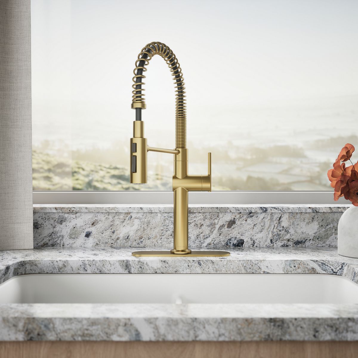 KOHLER K-22973 Crue Semi-professional kitchen sink faucet with three-function sprayhead