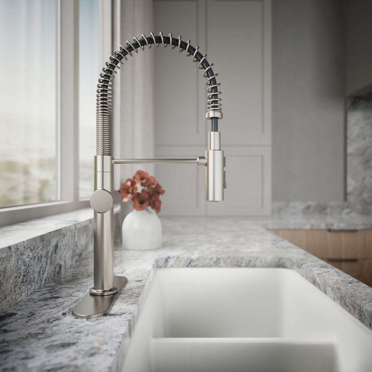KOHLER K-22973 Crue Semi-professional kitchen sink faucet with three-function sprayhead