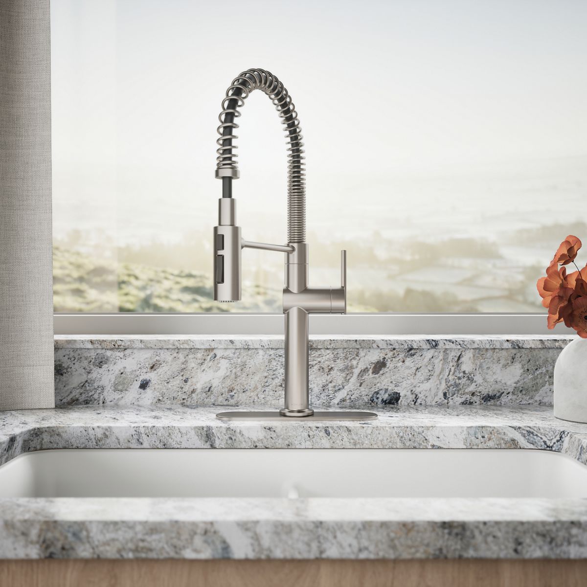 KOHLER K-22973 Crue Semi-professional kitchen sink faucet with three-function sprayhead