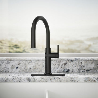 KOHLER K-22974-RT2 Crue Touchless Pull-down Kitchen Sink Faucet with Three-function Sprayhead, Matte Black - image focused on