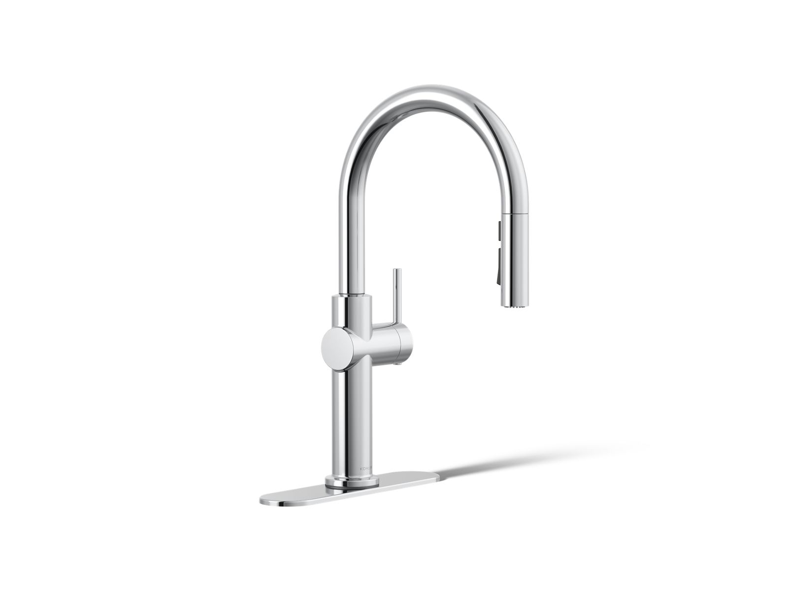 KOHLER K-22974-RT2 Crue Touchless Pull-down Kitchen Sink Faucet with Three-function Sprayhead, Polished Chrome - 3/4 view of 