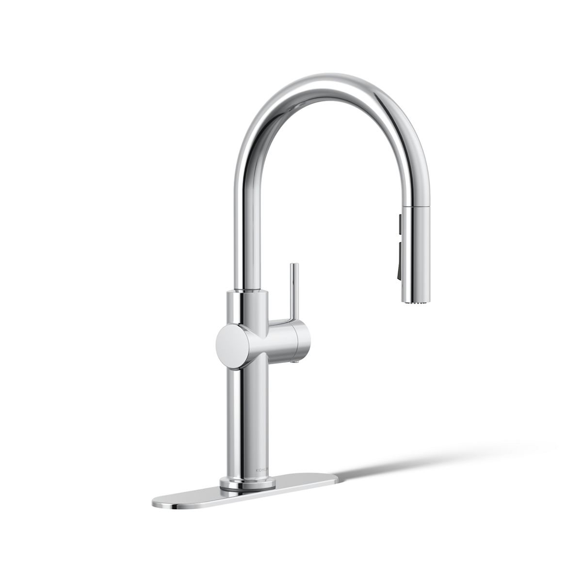 KOHLER K-22974-RT2 Crue Touchless Pull-down Kitchen Sink Faucet with Three-function Sprayhead, Polished Chrome - 3/4 view of 