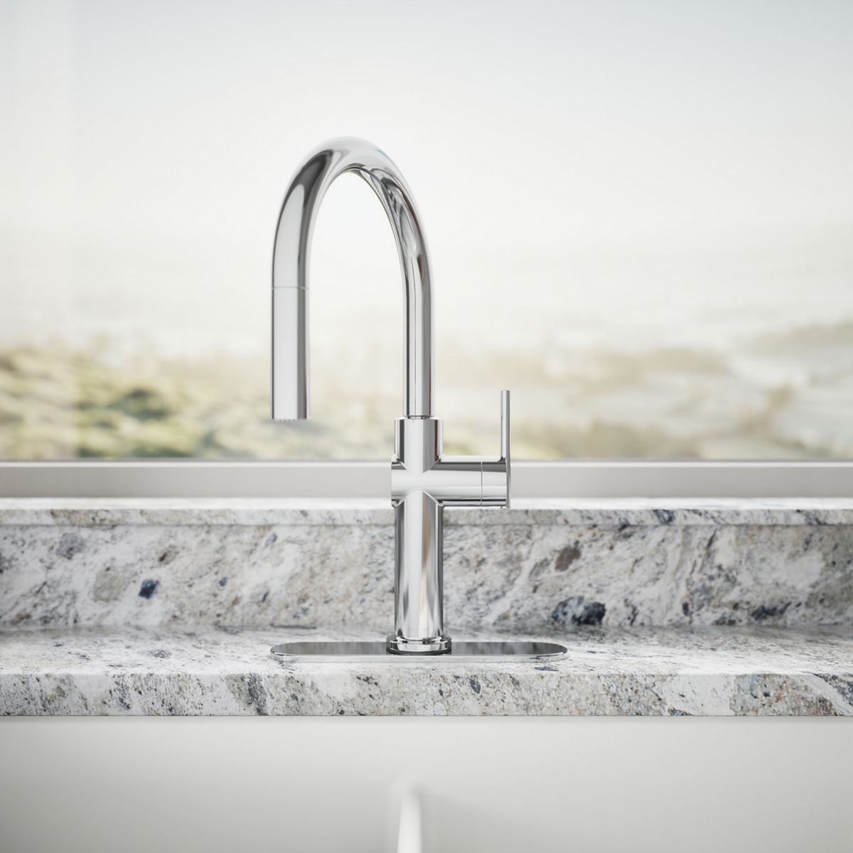 KOHLER K-22974-RT2 Crue Touchless Pull-down Kitchen Sink Faucet with Three-function Sprayhead, Polished Chrome - image focuse