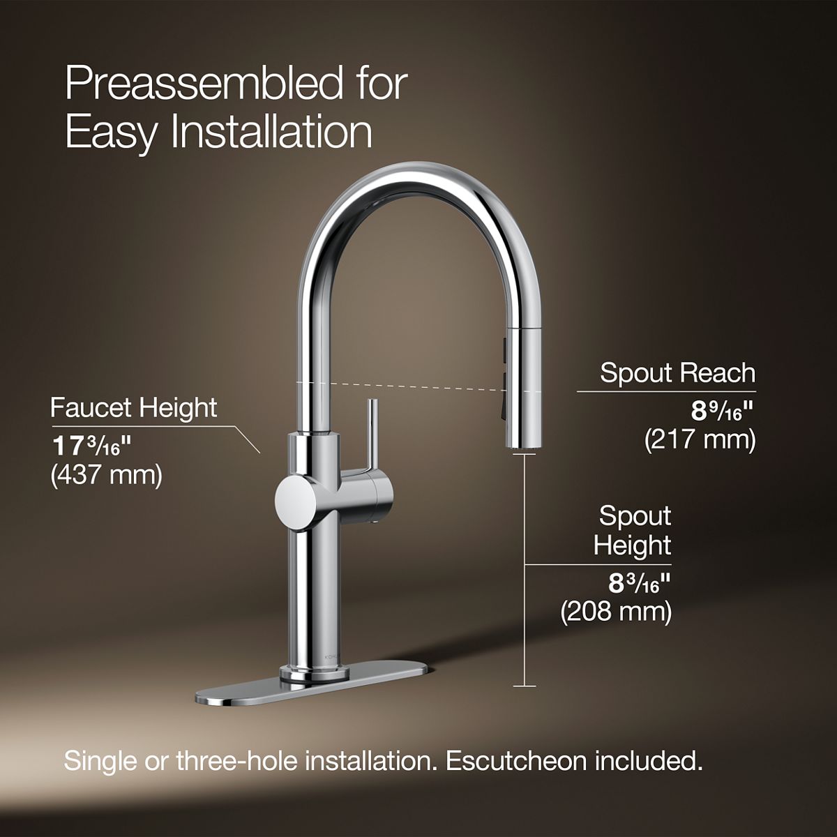 3/4 view of product with dimensions